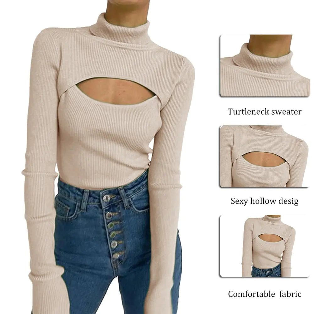 Women's Turtleneck Long Sleeve Vintage Pullover | ZanziZest