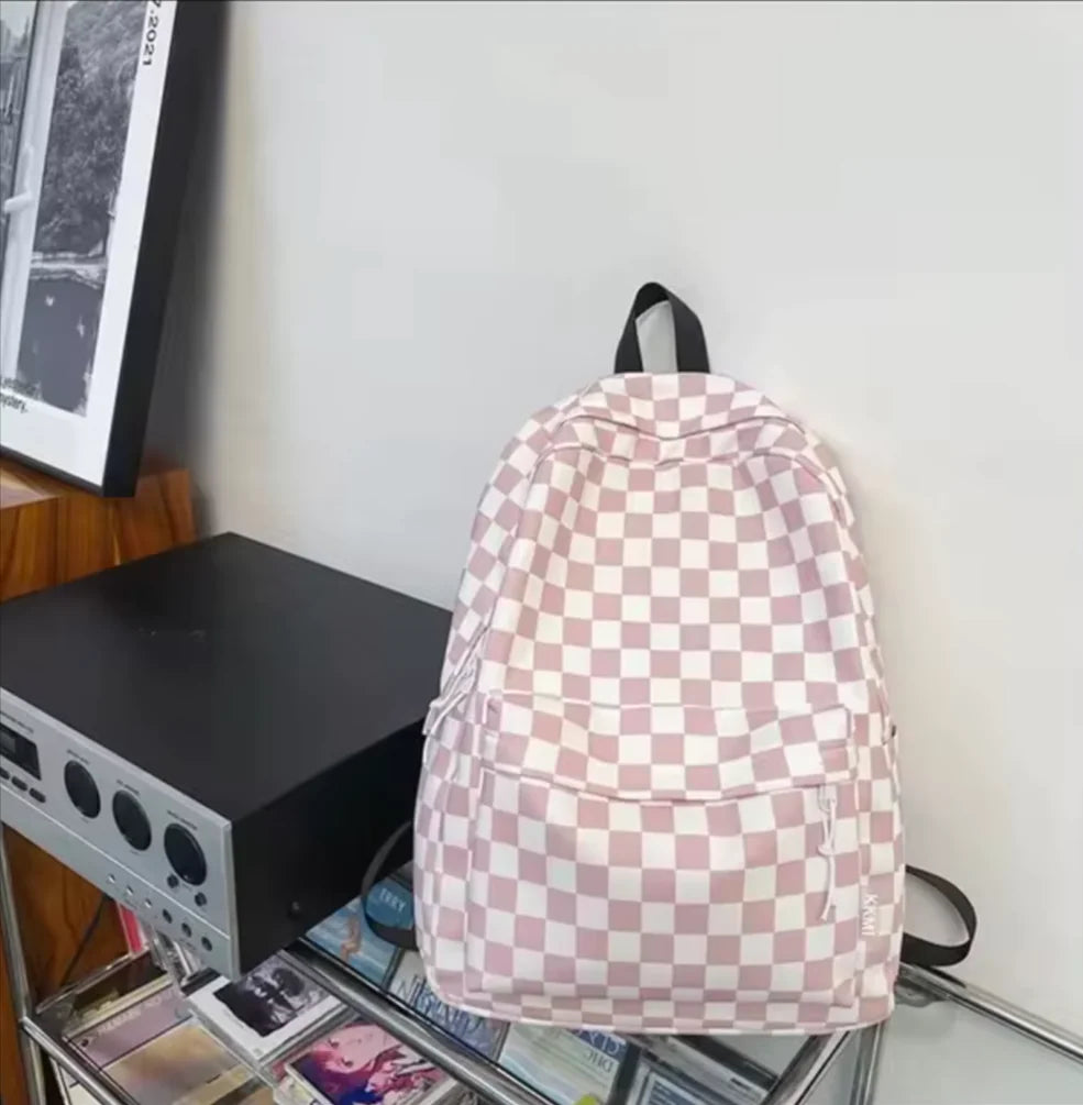 Checkered Colour School Backpack for Boys and Girls - Stylish Japanese Junior High School Bag | ZanziZest