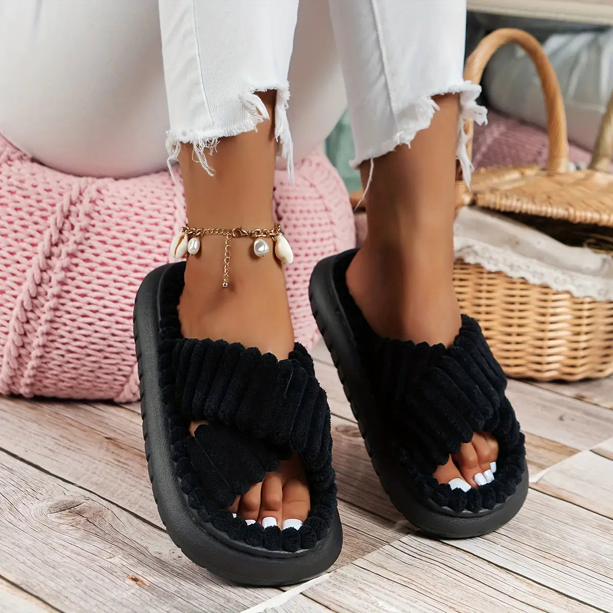 Crisscross Platform Slippers | ZanziZest