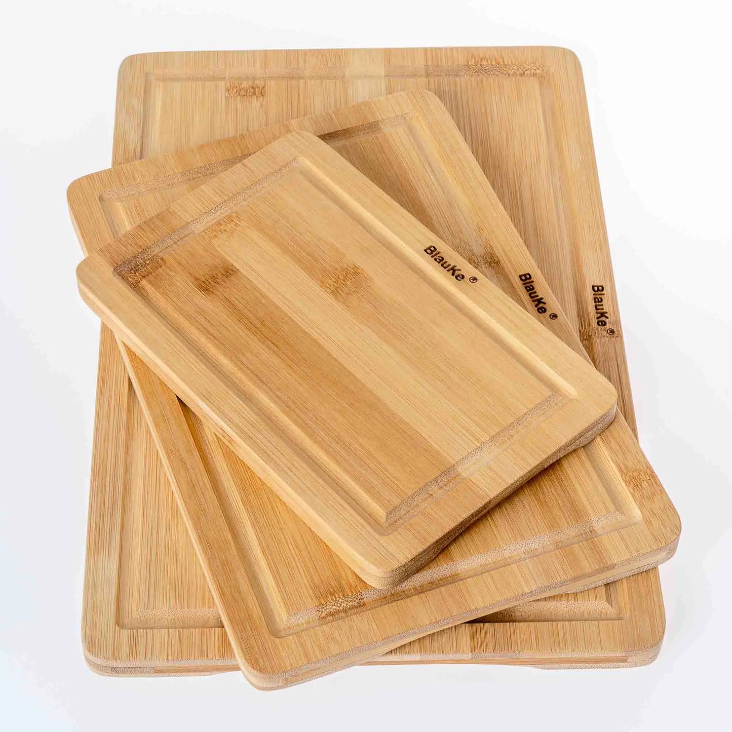 Wooden Cutting Boards for Kitchen with Juice Groove and Handles - Bamboo Chopping Boards Set of 3 - Wood Serving Trays | ZanziZest