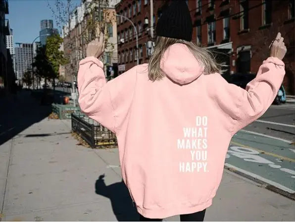 Sport Hoodie with 'Do What Makes You Happy' Print | ZanziZest