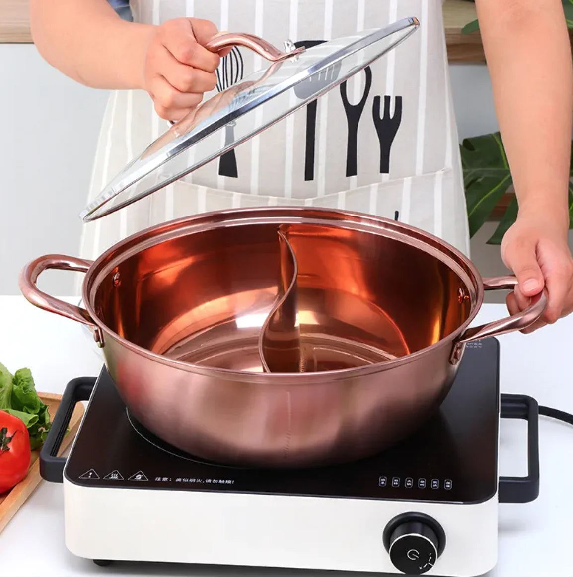 Titanium Plated Stainless Steel Dual Section Hot Pot | ZanziZest