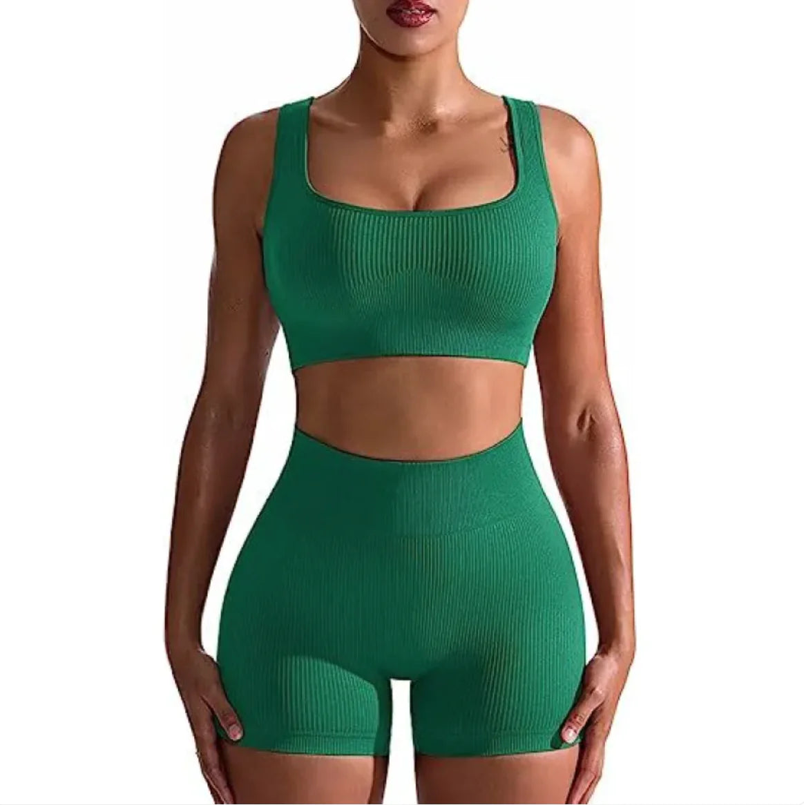 Women's Ribbed High Waist Shorts and Vest Set | ZanziZest