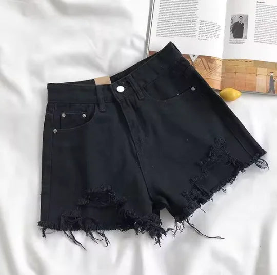 Denim Shorts High Waist Ripped Jeans | ZanziZest