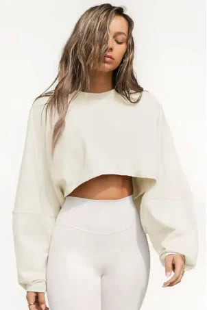 Oversized Crop Sweatshirt: Stylish O-Neck Streetwear for Women | ZanziZest