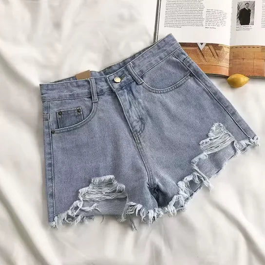 Denim Shorts High Waist Ripped Jeans | ZanziZest