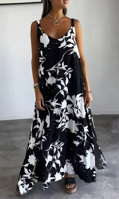 2024 Summer Printed Sling Backless V-neck Dress | ZanziZest