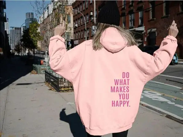 Sport Hoodie with 'Do What Makes You Happy' Print | ZanziZest