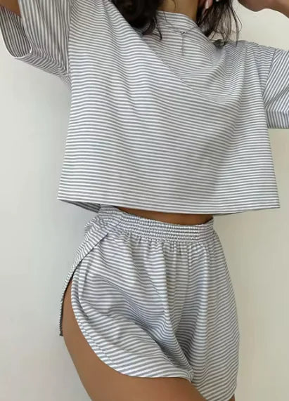 Striped Cotton Pajama Set for Women | ZanziZest