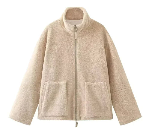 Women's Lamb Wool Turtleneck Woolen Coat | ZanziZest