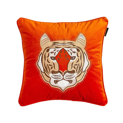 Retro Velvet Flying Tiger Embroidery Cushion Cover | ZanziZest