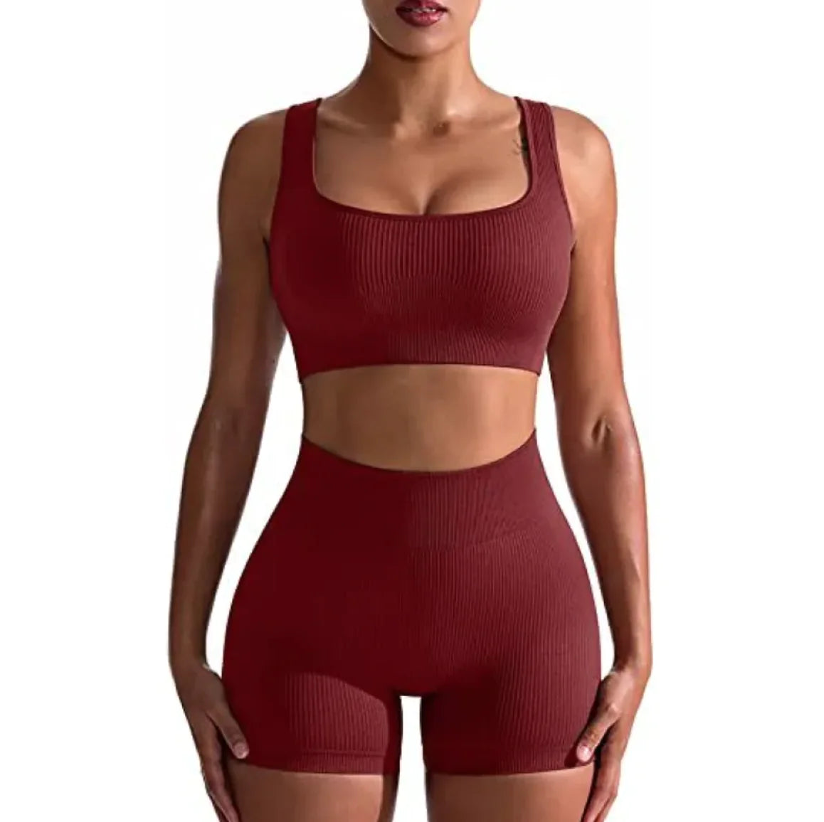 Women's Ribbed High Waist Shorts and Vest Set | ZanziZest