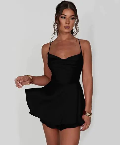 Slim Strap Satin Backless Dress | ZanziZest