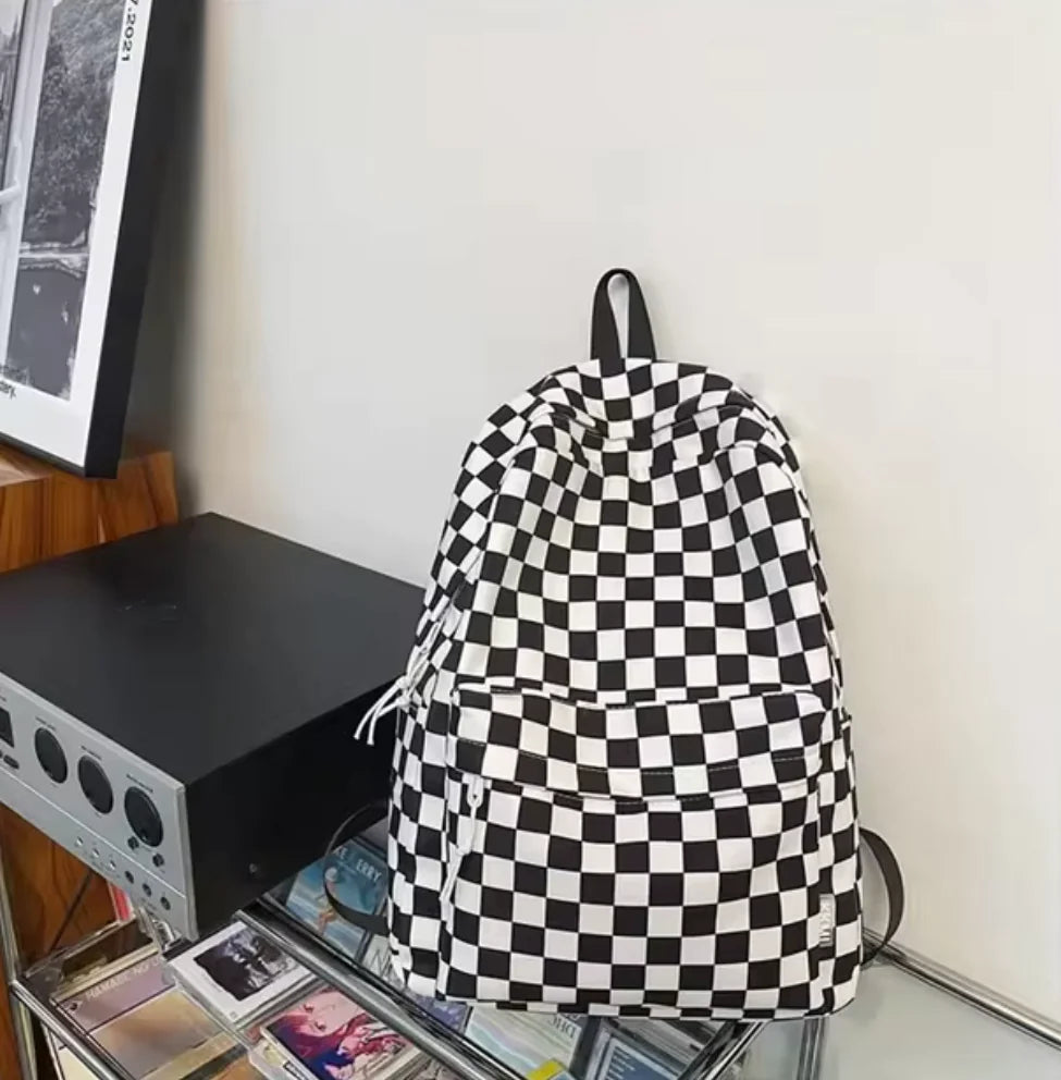 Checkered Colour School Backpack for Boys and Girls - Stylish Japanese Junior High School Bag | ZanziZest