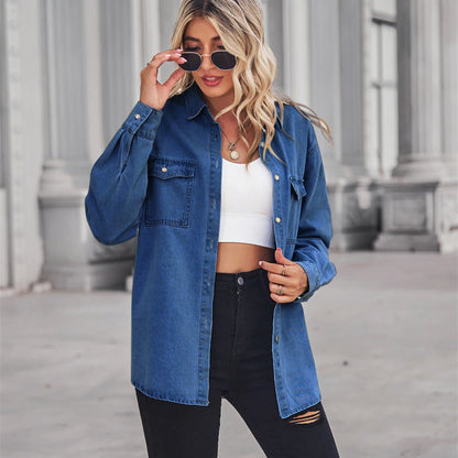 Chic Slim Fit Denim Shirt for Effortless Elegance | ZanziZest