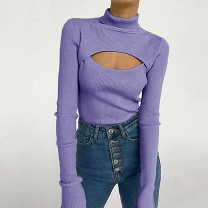 Women's Turtleneck Long Sleeve Vintage Pullover | ZanziZest