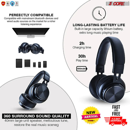 5Core Bluetooth Headphones Wireless Noise Cancelling Audifonos Inalambricos | ZanziZest