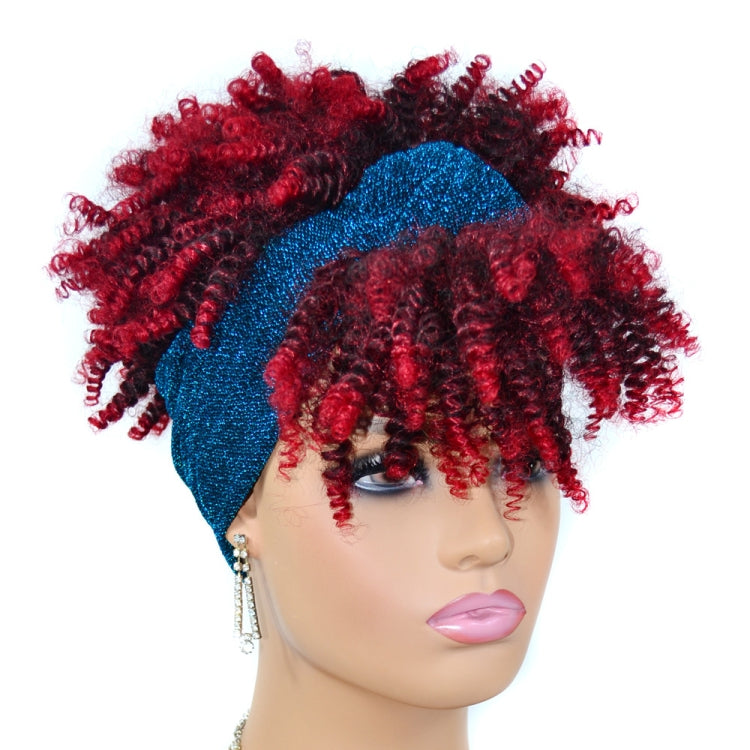 Headscarf Wig Black Gradient Small Curly Wig Explosive Headgear, Colour: 2.TJA1-1BT30# | ZanziZest