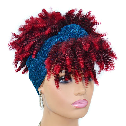 Headscarf Wig Black Gradient Small Curly Wig Explosive Headgear, Colour: 2.TJA1-1BT30# | ZanziZest