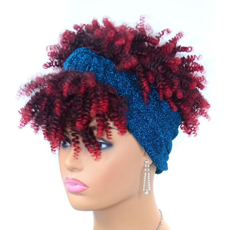 Headscarf Wig Black Gradient Small Curly Wig Explosive Headgear, Colour: 2.TJA1-1BT30# | ZanziZest