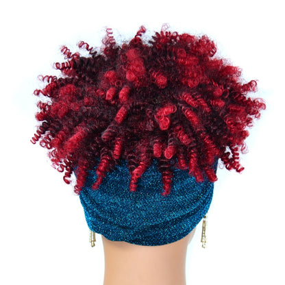 Headscarf Wig Black Gradient Small Curly Wig Explosive Headgear, Colour: 2.TJA1-1BT30# | ZanziZest