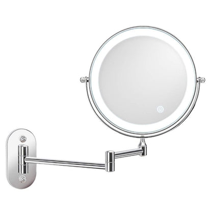 8 Inch Wall-Mounted Double-Sided Makeup Mirror LED Three-Tone Light Bathroom Mirror, Colour: USB Charging Silver(Triple Magnification) | ZanziZest