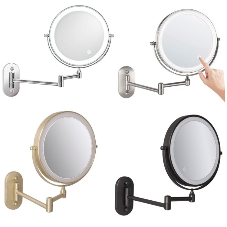 8 Inch Wall-Mounted Double-Sided Makeup Mirror LED Three-Tone Light Bathroom Mirror, Colour: USB Charging Silver(Triple Magnification) | ZanziZest