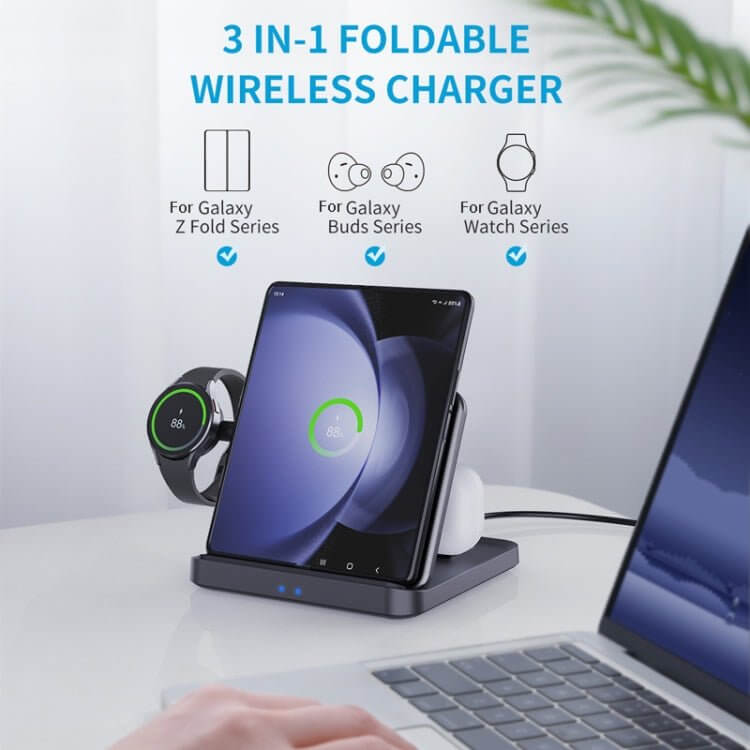 3-in-1 Wireless Charger for Galaxy Z Fold, Earphones & Watch | ZanziZest