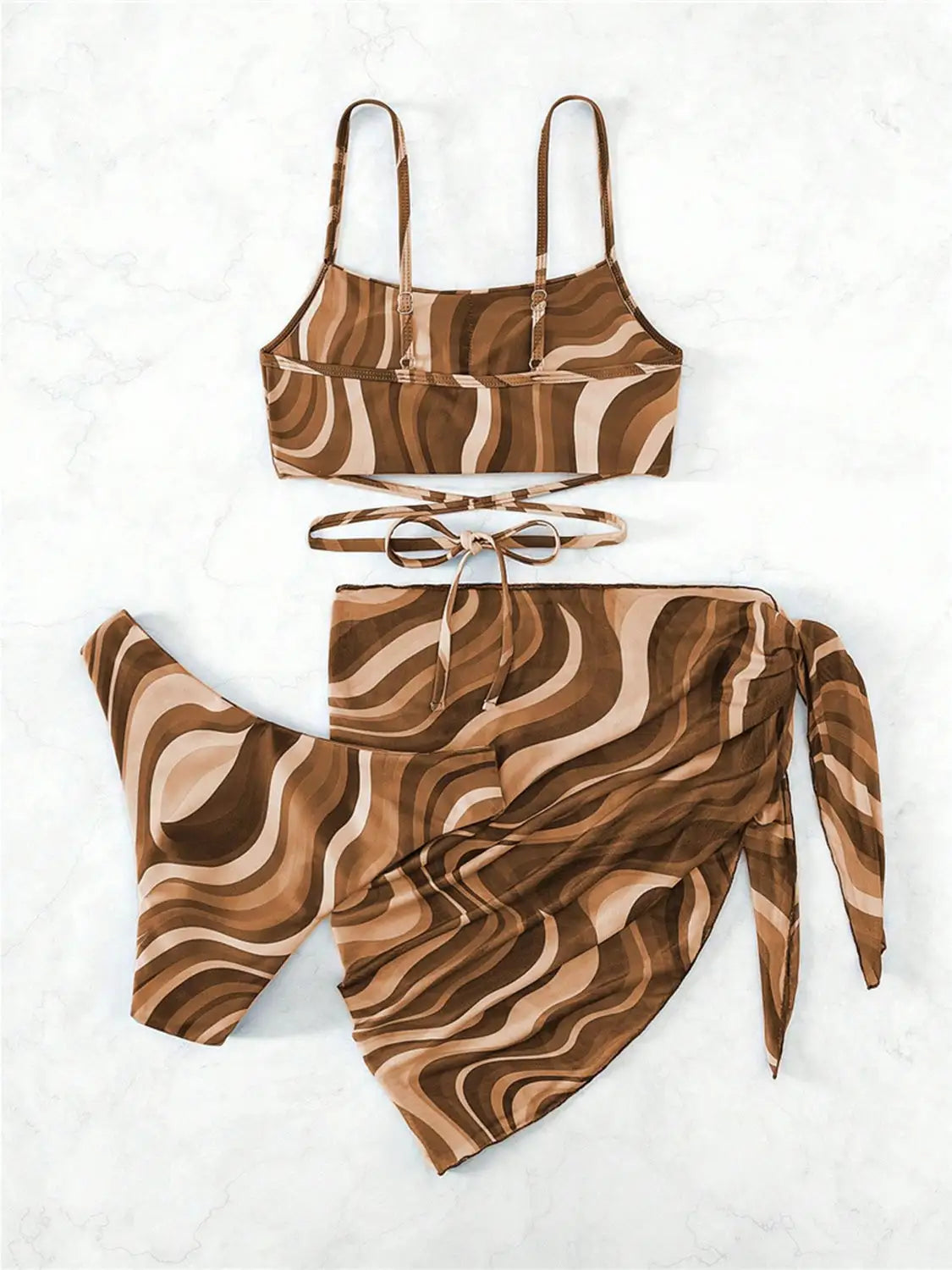 Tied Printed Three-Piece Swimsuit | ZanziZest