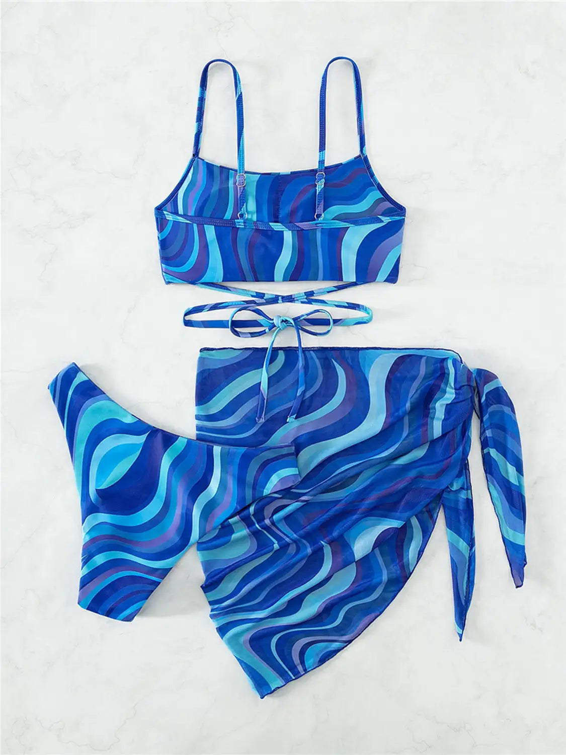 Tied Printed Three-Piece Swimsuit | ZanziZest