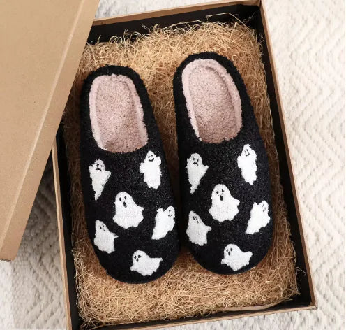 Halloween Ghost Cotton Slippers Home Flat | ZanziZest