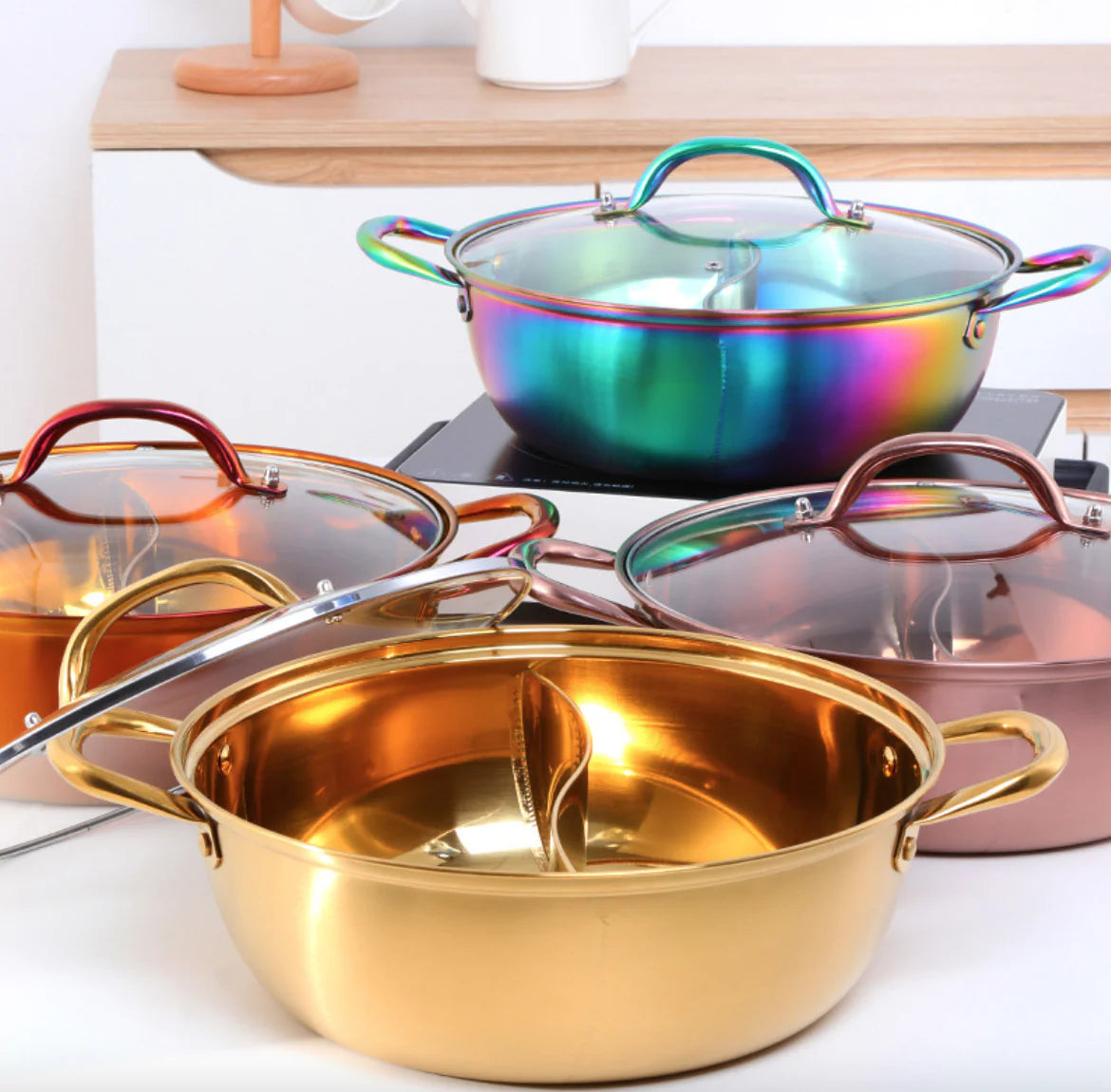 Titanium Plated Stainless Steel Dual Section Hot Pot | ZanziZest