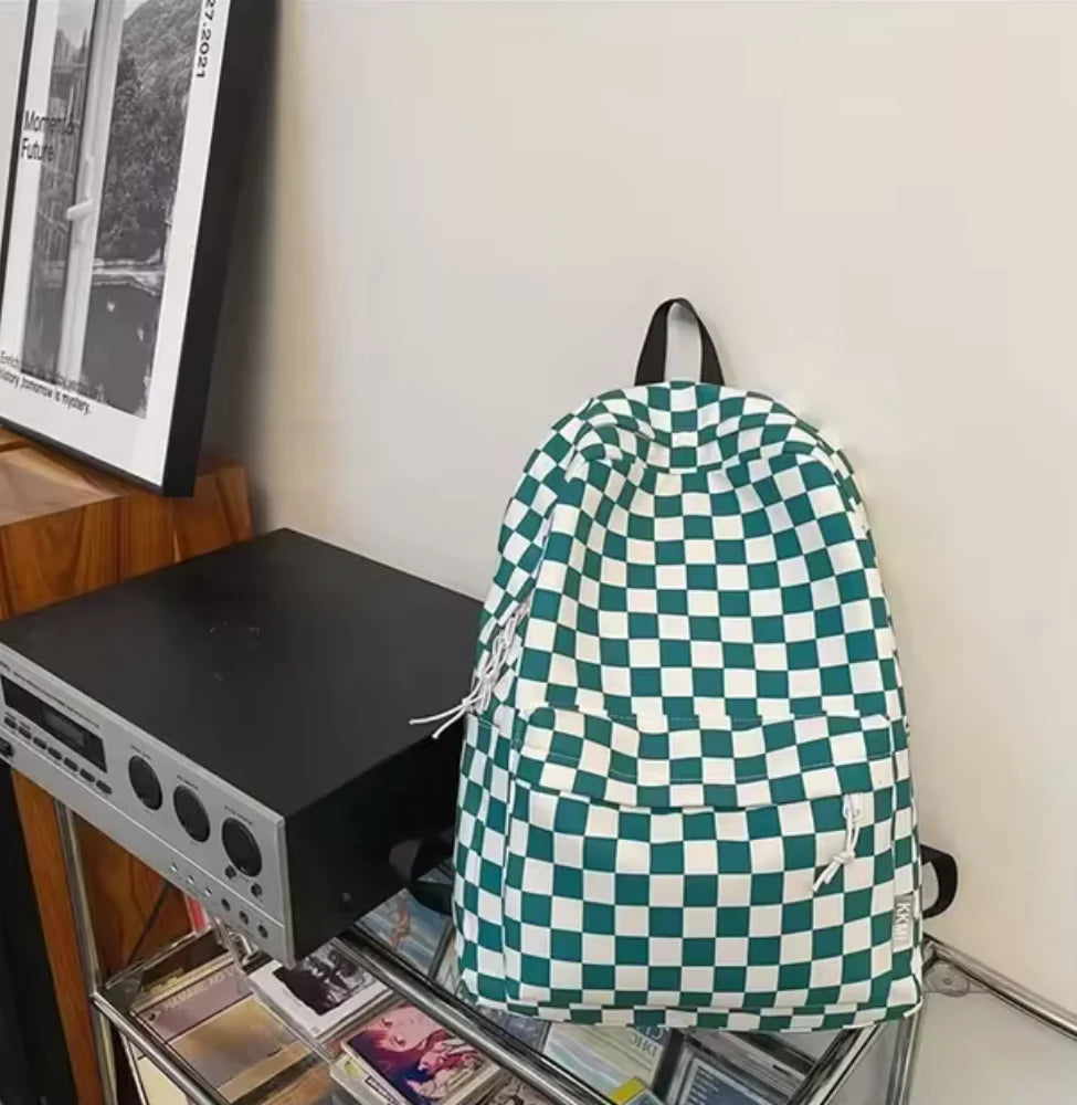 Checkered Colour School Backpack for Boys and Girls - Stylish Japanese Junior High School Bag | ZanziZest