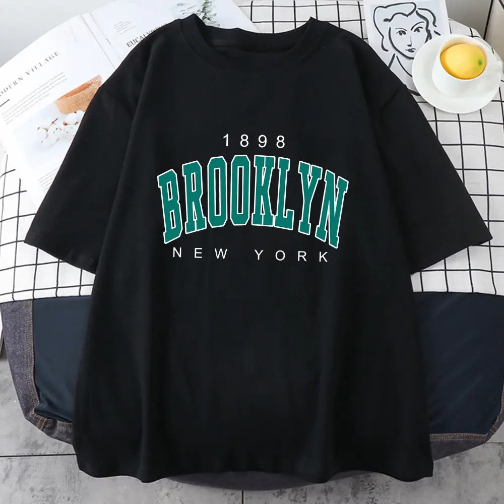 Brooklyn New York Letter Printed Cotton T-Shirts | ZanziZest