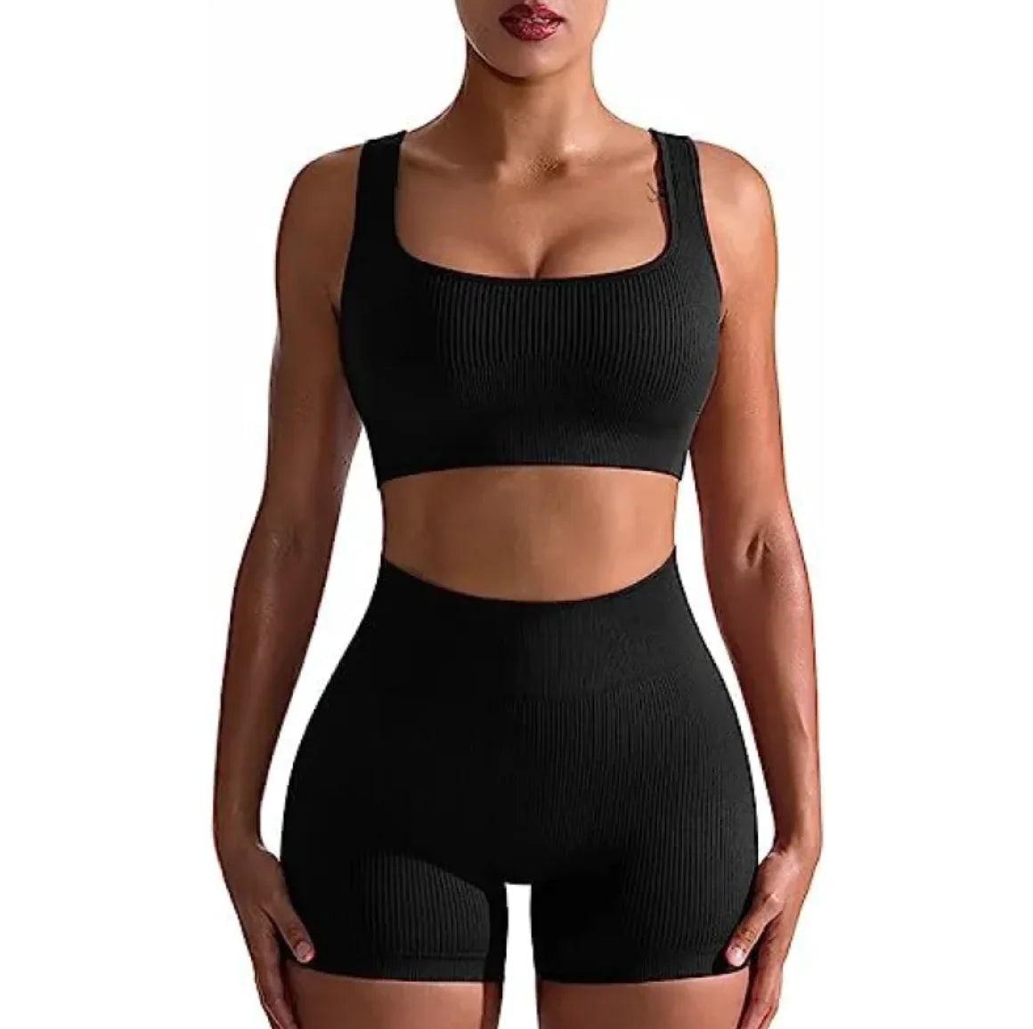 Women's Ribbed High Waist Shorts and Vest Set | ZanziZest