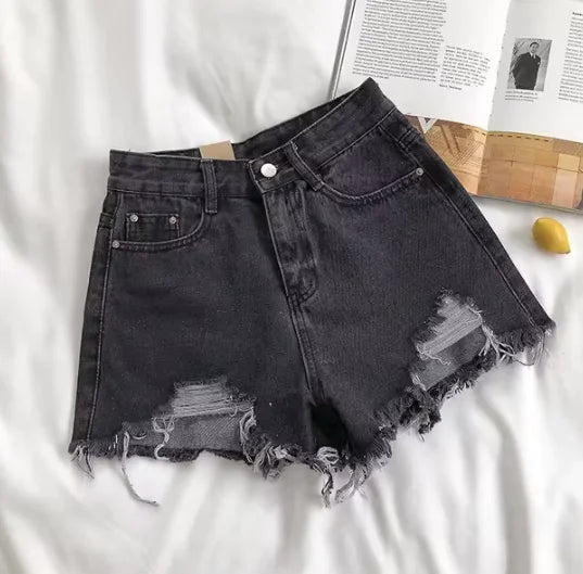 Denim Shorts High Waist Ripped Jeans | ZanziZest