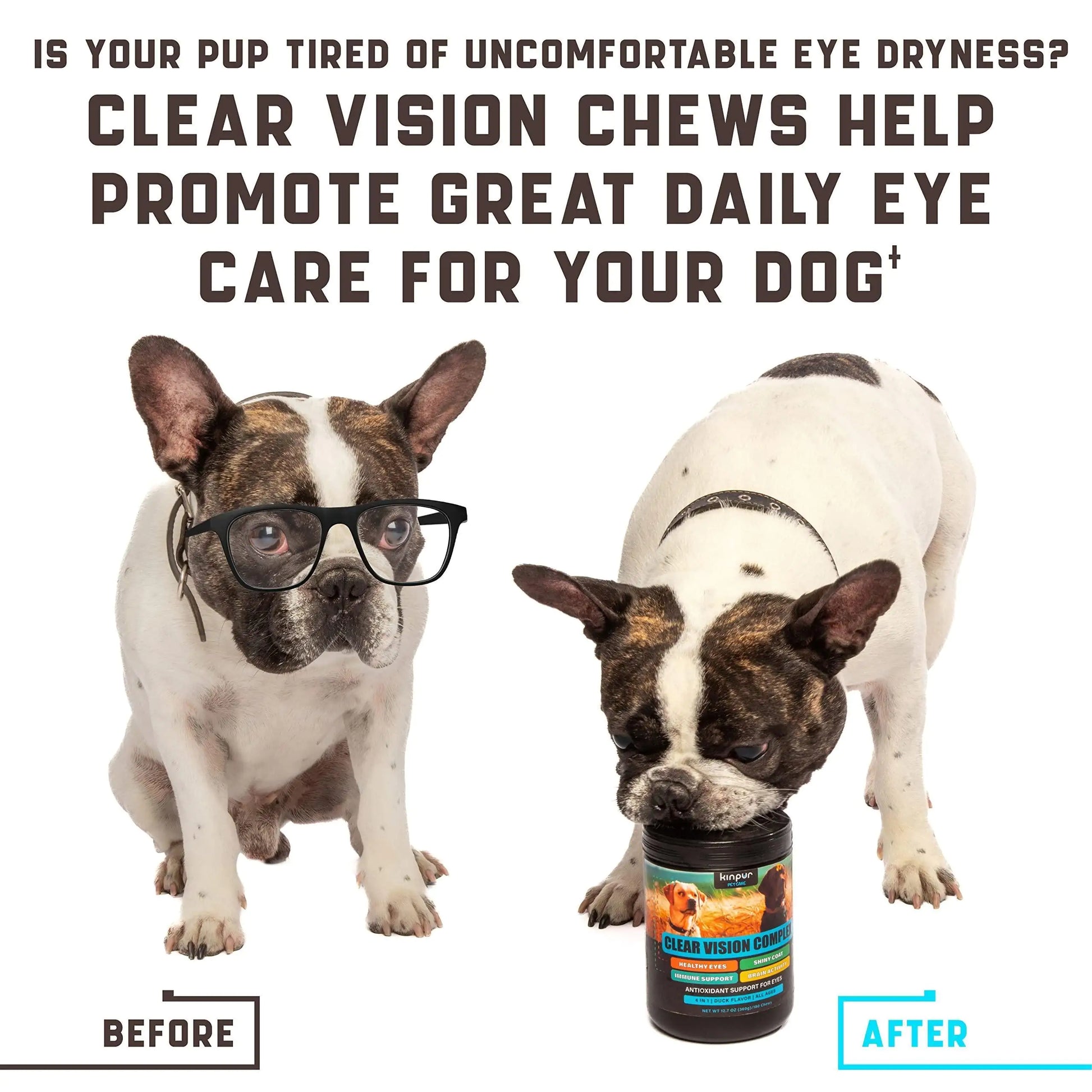 Eye Vitamins for Dogs Vision Supplement for Tear Stains Dog Eye Care Duck Flavor | ZanziZest