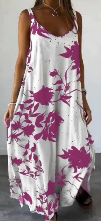 2024 Summer Printed Sling Backless V-neck Dress | ZanziZest