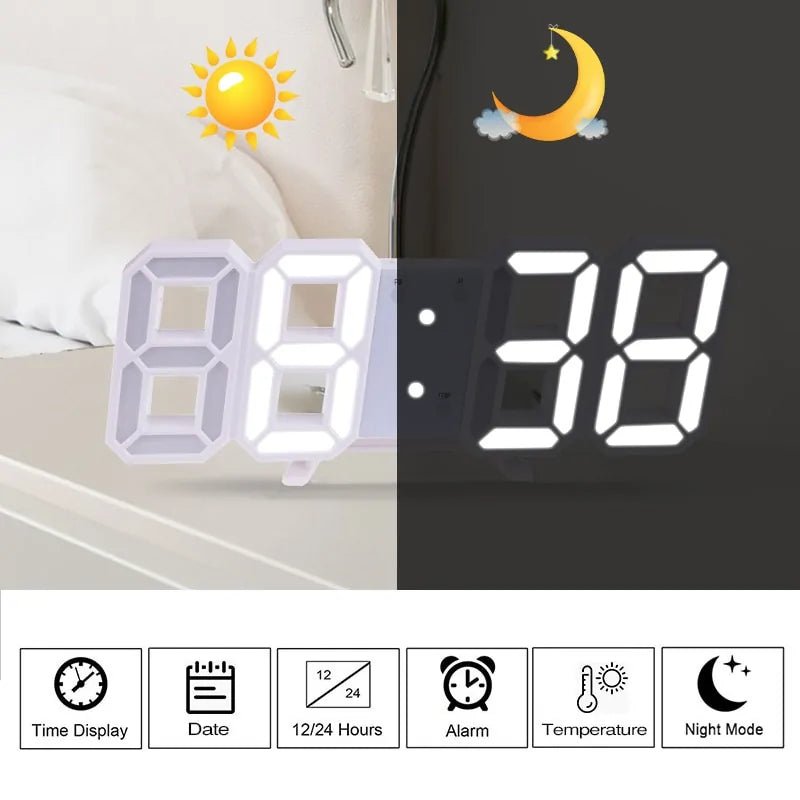 3D LED Digital Wall Clock Home Decor | ZanziZest