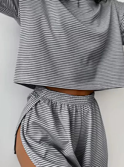 Striped Cotton Pajama Set for Women | ZanziZest