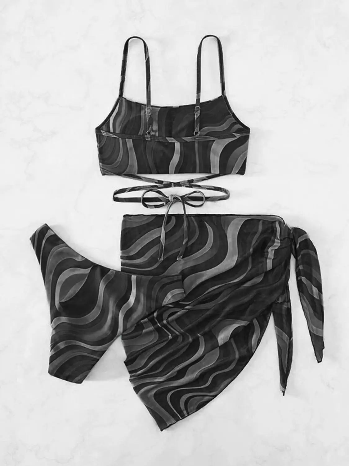 Tied Printed Three-Piece Swimsuit | ZanziZest