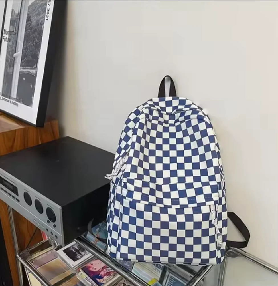 Checkered Colour School Backpack for Boys and Girls - Stylish Japanese Junior High School Bag | ZanziZest