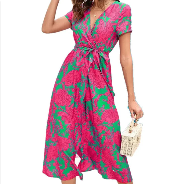 Beautiful Short Sleeved Printed Dress | ZanziZest