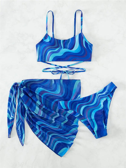 Tied Printed Three-Piece Swimsuit | ZanziZest