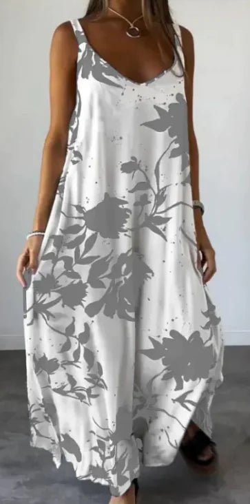 2024 Summer Printed Sling Backless V-neck Dress | ZanziZest