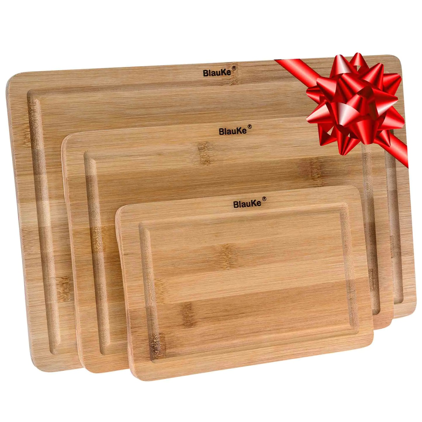 Wooden Cutting Boards for Kitchen with Juice Groove and Handles - Bamboo Chopping Boards Set of 3 - Wood Serving Trays | ZanziZest