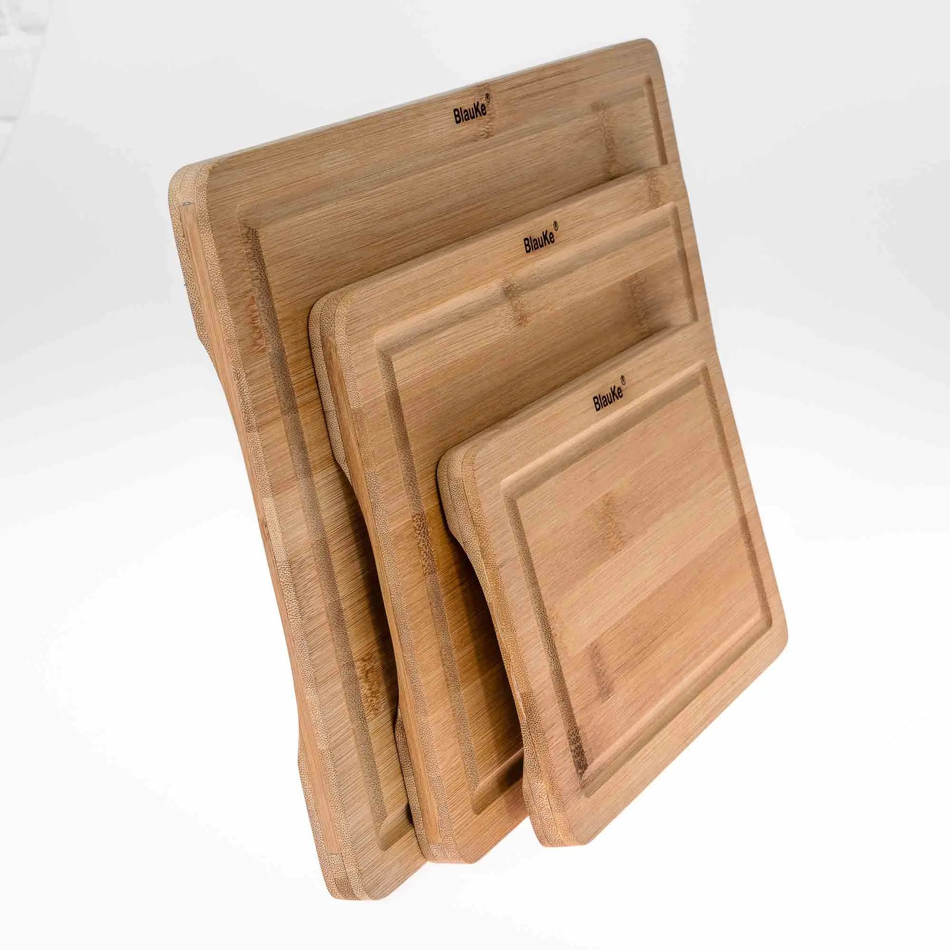 Wooden Cutting Boards for Kitchen with Juice Groove and Handles - Bamboo Chopping Boards Set of 3 - Wood Serving Trays | ZanziZest